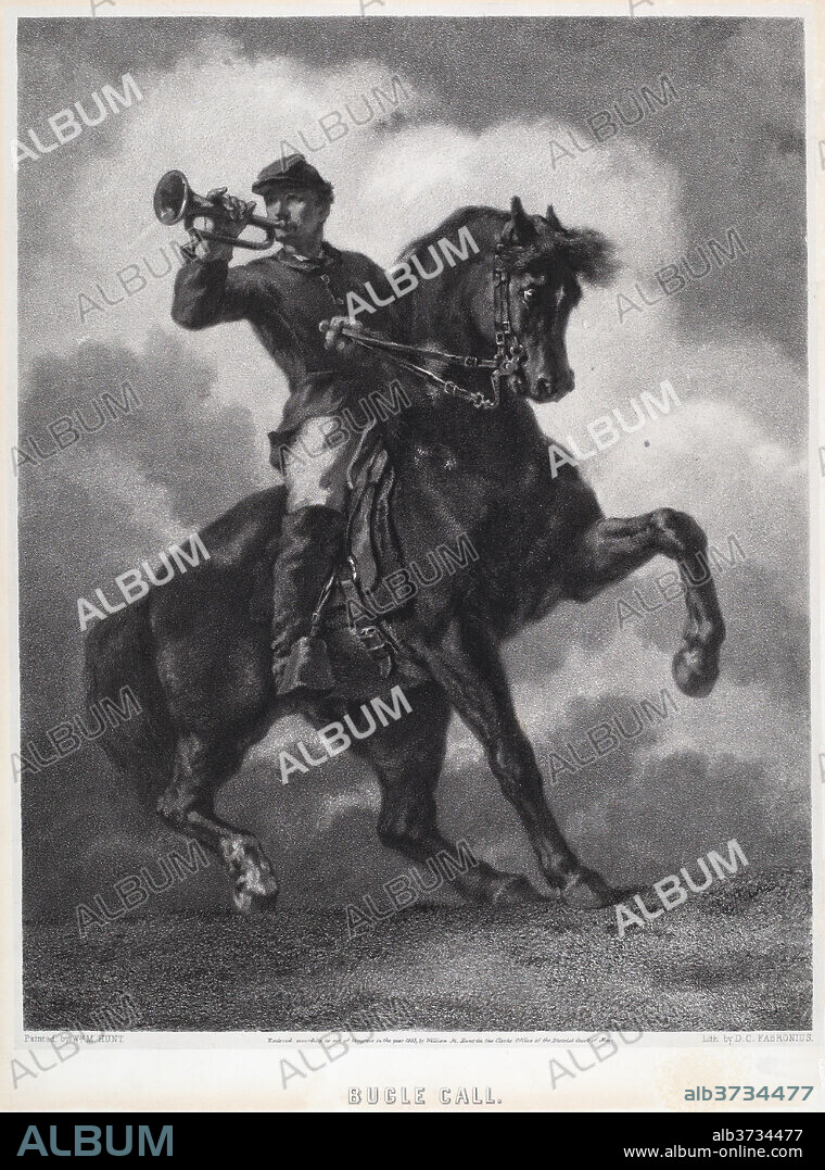DOMINIQUE C. FABRONIUS. Bugle Call. Dated: c. 1863. Dimensions: image: 450 x 348 mm  sheet:  545 x 395 mm. Medium: lithograph.