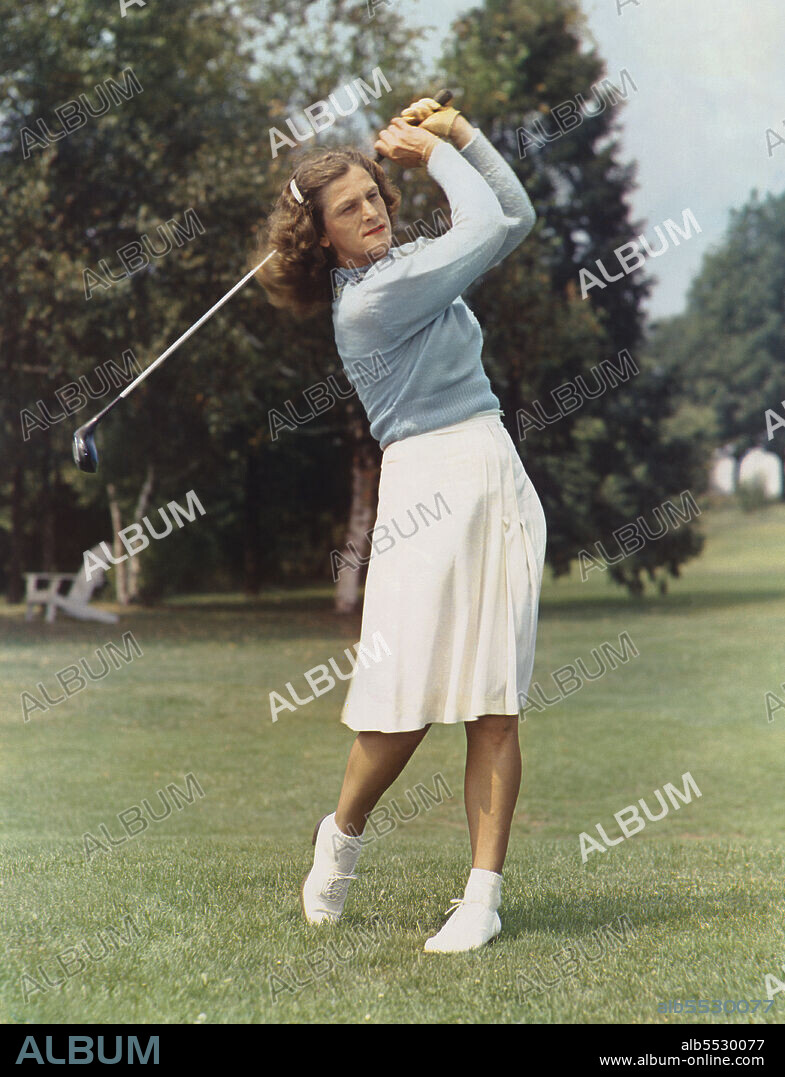 Mildred "Babe" Didrikson Zaharias (1911-1956), American Athlete, full-length action Portrait playing Golf, Harry Warnecke, Robert F. Cranston, Gus Schoenbaechler, 1947.