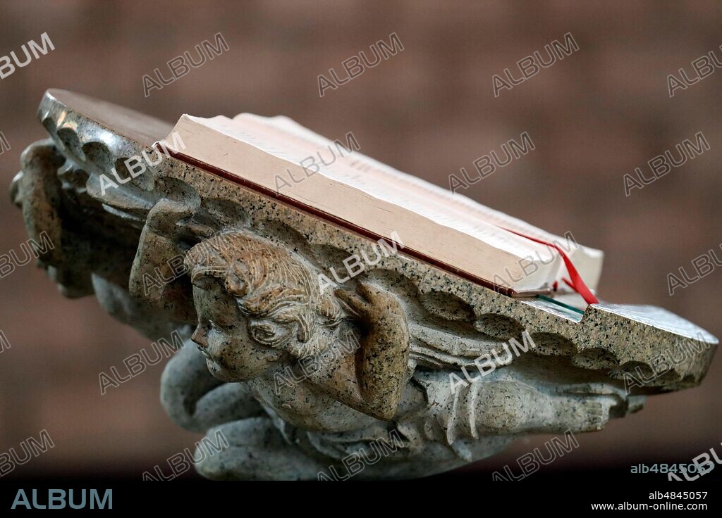 Cistercian Abbey. Our Lady of My Ca. Bible on lectern. Vietnam.
