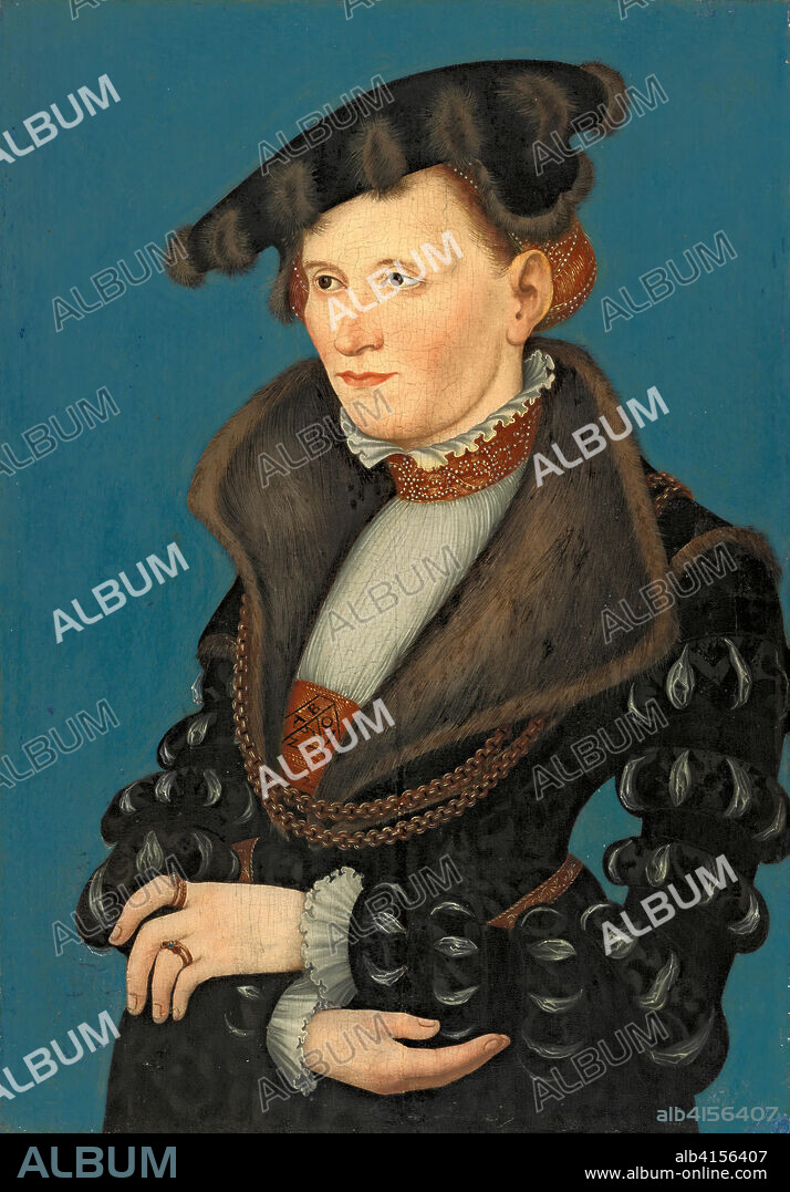 LUCAS CRANACH EL JOVEN. Lucas (el Joven) Cranach (Wittenberg, 1515 -1586). Retrato de una mujer (1539). Óleo sobre tabla. 61,5 x 42,2 cm.