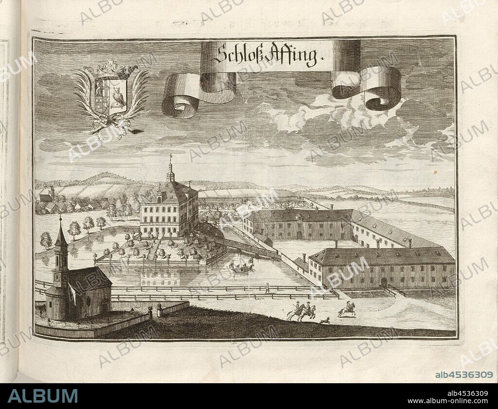 Schloss Affing, Affing Castle in Bavaria (Germany), Fig. 44, p. 30, Wening, Michael (del. et sc.), 1701, Michael Wening: Historico-topographica descriptio. Das ist: Beschreibung, dess Churfürsten- und Hertzogthumbs Ober- und Nidern Bayrn, welches in vier Theil oder Rennt-Aembter, als Oberlands München und Burgkhausen, Underlands aber in Landshuet unnd Straubing abgetheilt ist [...]. Thail 1. München: bey Johann Lucas Straub, gem: lobl. Landtschafft Buchtruckern, anno M.DCCI. [1701].