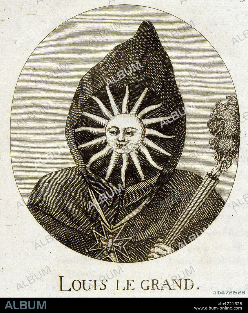 'III-329- caricature protestante contre Louis XIV' Louis XIV represente avec les attributs des inquisiteurs en 1691, gravure hollandaise. Caricature, Gravure fin 17eme siecle reprise dans l'ouvrage apocryphe 'Les Memoires de MAUREPAS' attribue a Jean Frederic PHELYPEAU DE MAUREPAS (1701-1781) publie en 1792 (XVIIIeme s., 18eme s., 18e s.) Credit : JEAN VIGNE / KHARBINE TAPABOR.