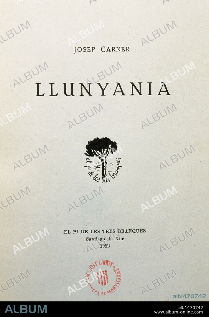 LITERATURA CATALANA. SIGLOS XIX-XX. CARNER, Josep (Barcelona, 1884-Bruselas, 1970). Escritor catalán. Considerado la figura más importante del "Noucentisme" catalán. "LLUNYANIA" (Lejanía). Portada de la Primera Edición del 1952.