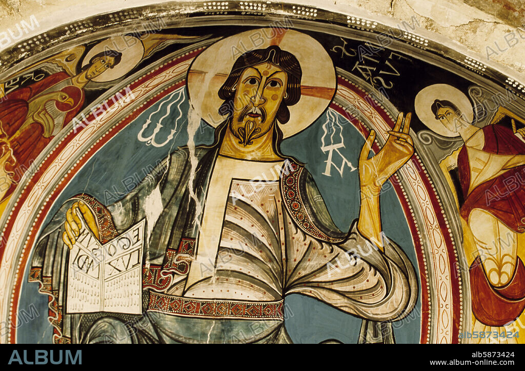 Taüll; iglesia de Sant Climent; pinturas de Pantocrator románico (Vall de Boí - Alta Ribagorça).