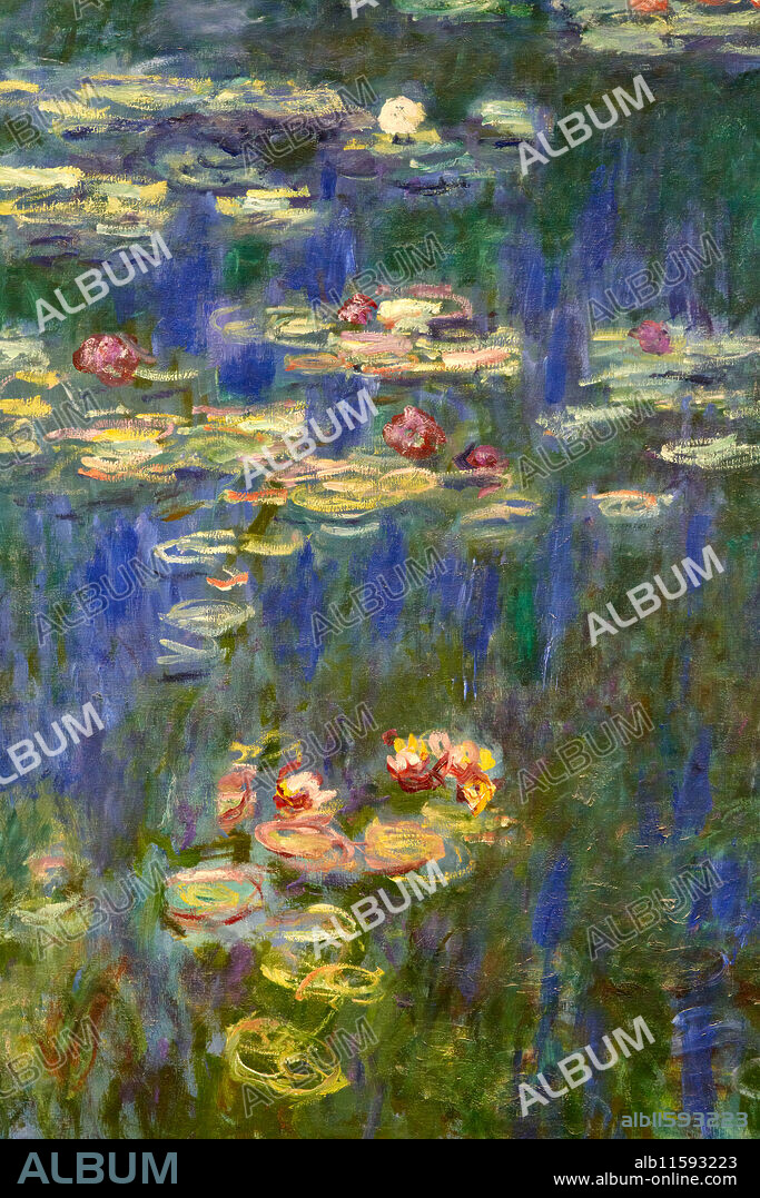 Water-lilies Nympheas series painted by Claude Monet (1840-1926), Musee de L'Orangerie Museum, Tuileries, Paris, France.