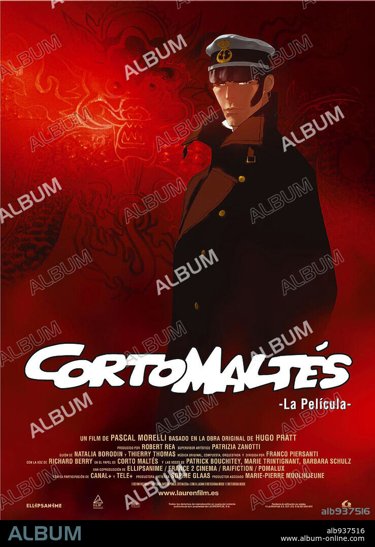 Poster de CORTO MALTÉS: LA PELICULA, 2002 (CORTO MALTESE: LA COUR SECRETE DES ARCANES), dirigida por PASCAL MORELLI. Copyright MK2 PRODUCTIONS.