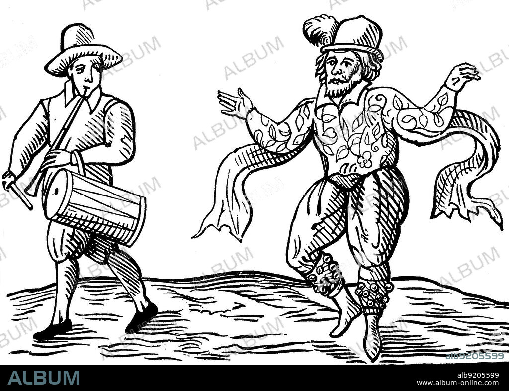 William Kempe (c. 1560-1603), commonly referred to as Will Kemp, was an English actor and dancer specializing in comic roles and best known for having been one of the original players in early dramas by William Shakespeare. After his departure from the Chamberlain's Men, Kemp continued to pursue his career as a performer. In February and March 1600, he undertook what he would later call his "Nine Days Wonder," in which he morris danced from London to Norwich and later published a description of the event, in which this engraving (1600) appears.