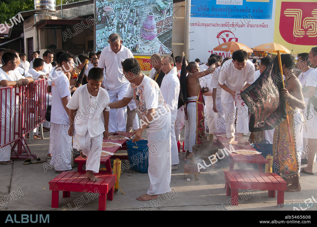The Vegetarian Festival is a religious festival annually held on the island of Phuket in southern Thailand. It attracts crowds of spectators because of many of the unusual religious rituals that are performed. Many religious devotees will slash themselves with swords, pierce their cheeks with sharp objects and commit other painful acts. The Nine Emperor Gods Festival (Chinese: Jiuhuangye; Peh-oe-ji: Kau-ong-ia; Cantonese: Kow Wong Yeh) is a nine-day Taoist celebration beginning on the eve of 9th lunar month of the Chinese calendar, which is observed primarily in Southeast Asian countries like Myanmar, Singapore, Malaysia, and Thailand.