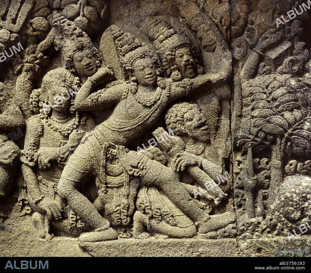 Relief of Rama the hero of the Ramayana, Loro Jongrang, Prambanan, UNESCO World Heritage Site, Java , Indonesia, Southeast Asia, Asia.