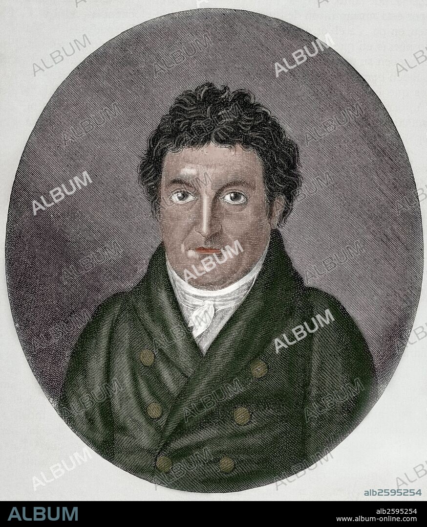 Johann Gottlieb Fichte (1762-1814). German Philosopher. Movement German Idealism. Engraving by J. F. Jugel. Portrait. 19th century. Colored.