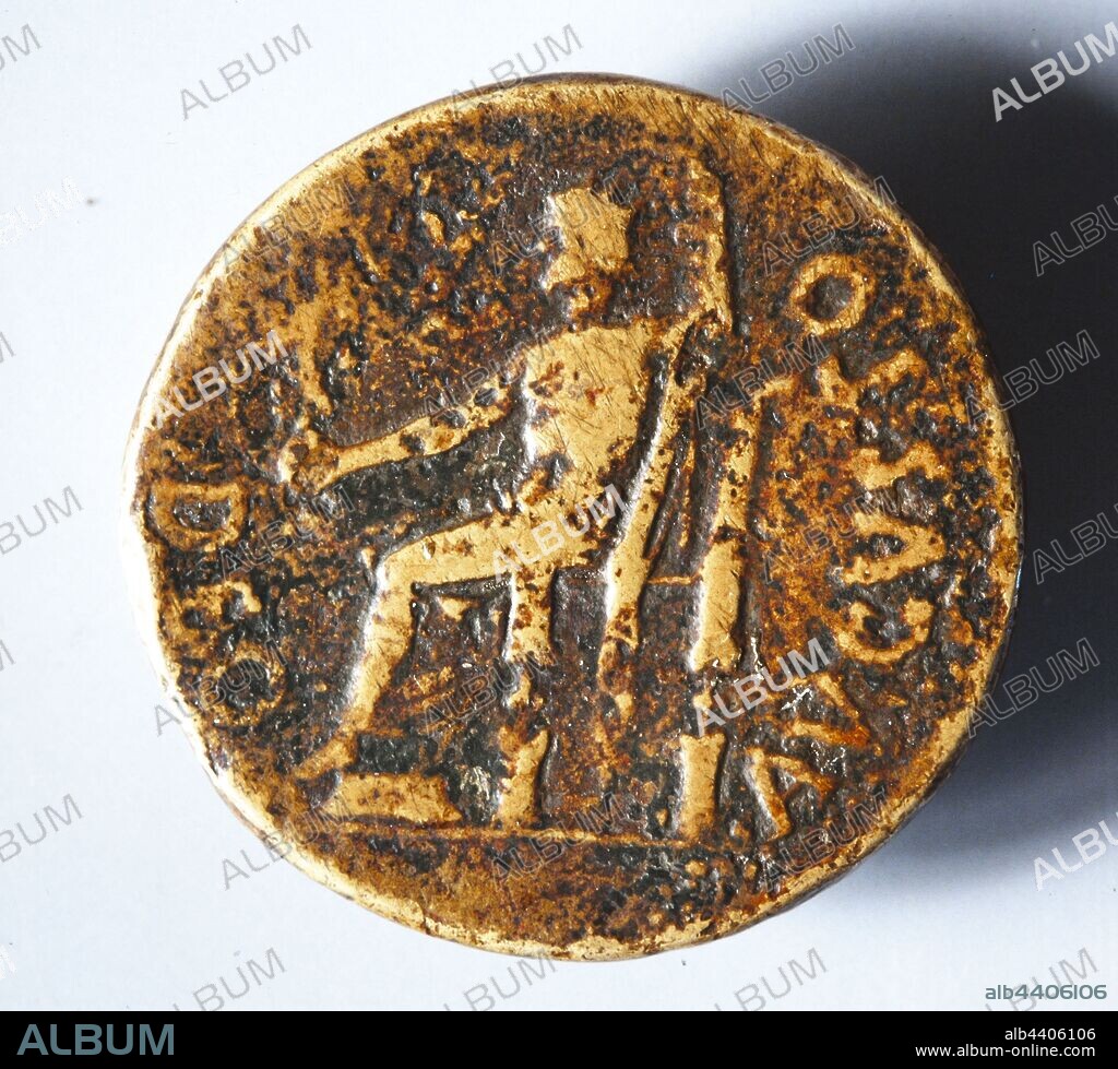 Moneda romana, Dupondius de Tiberio, siglo I.