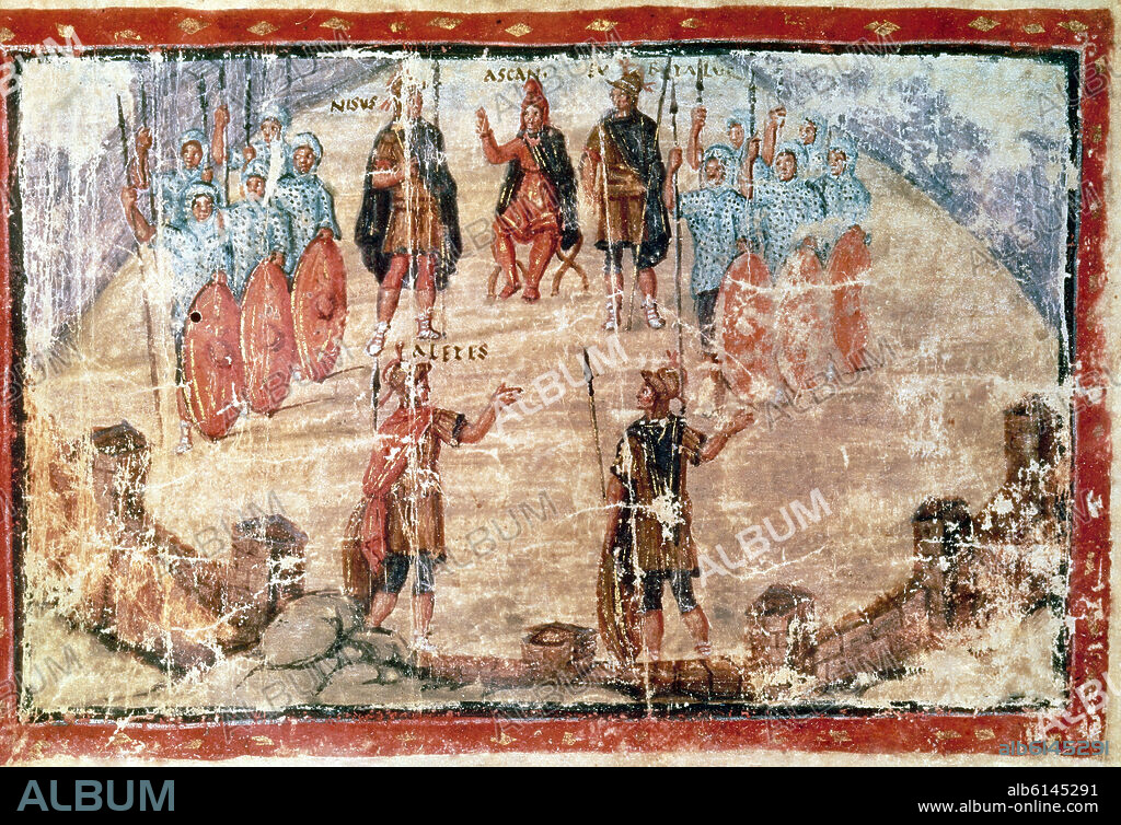 VIRGIL. VERGILIUS VATICANUS - LA ENEIDA - MINIATURA - HACIA EL AÑO 400 - FOL 73V.