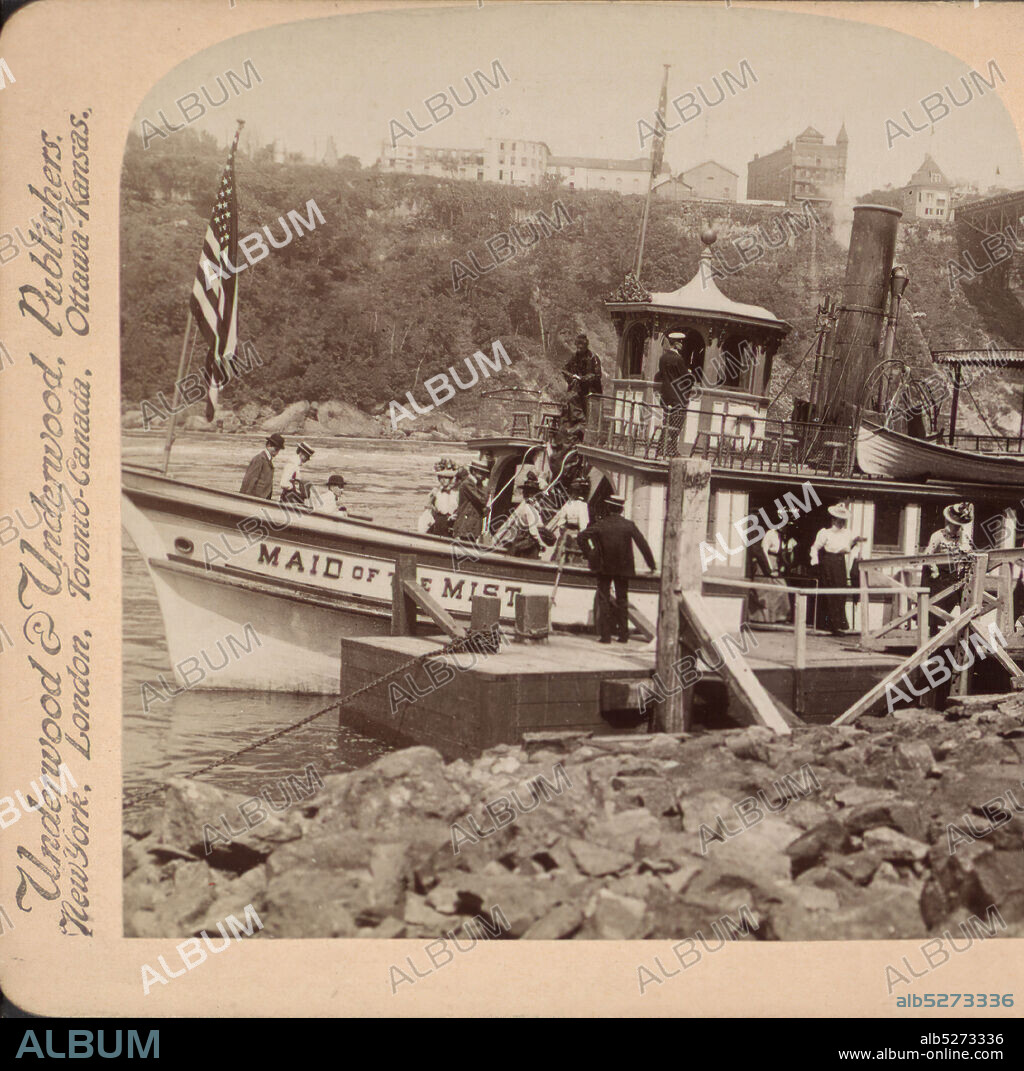 Maid of the Mist', Nymph of the mighty Cataract, Niagara Falls, U.S.A., Underwood & Underwood, 1895, New York (State), Niagara Falls (N.Y. and Ont.), Niagara Falls.