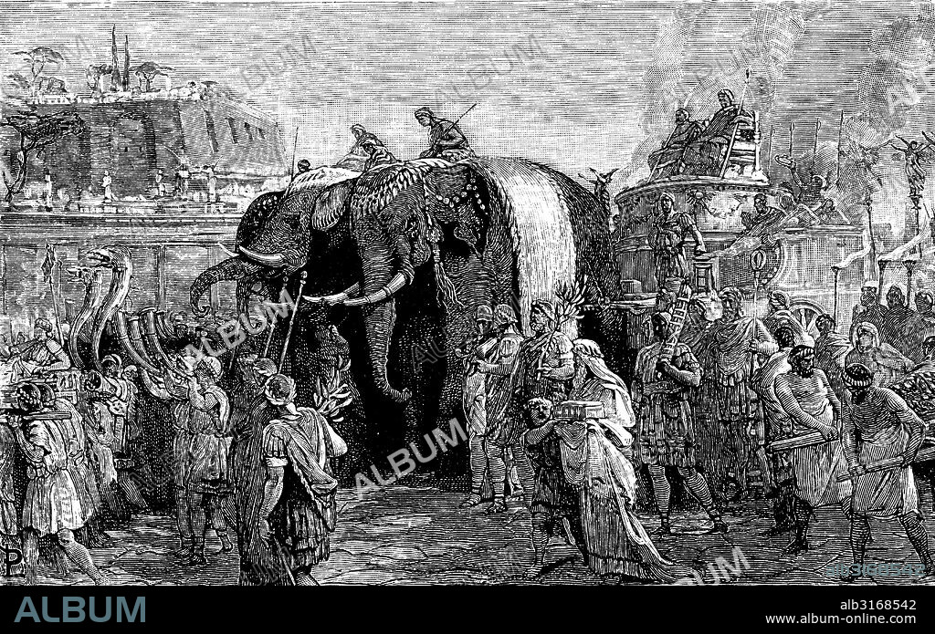 Roma antigua. Entrada del emperador Diocleciano (245-313) en Roma después de sus campañas en Mesopotamia en el año 304.