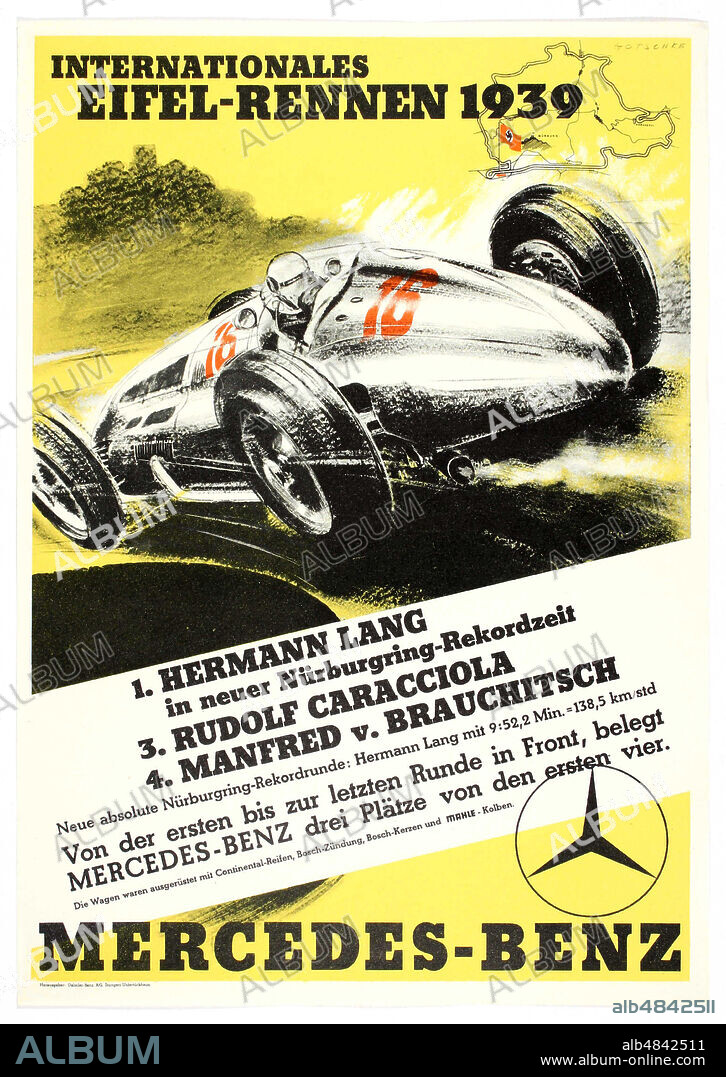 WALTER GOTSCHKE. 1939 Eifelrennen on the Nürburgring.