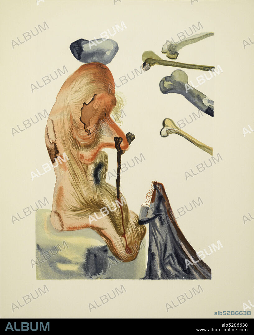 SALVADOR DALÍ. Inferno Canto 18. Illustration to the Divine Comedy by Dante Alighieri.