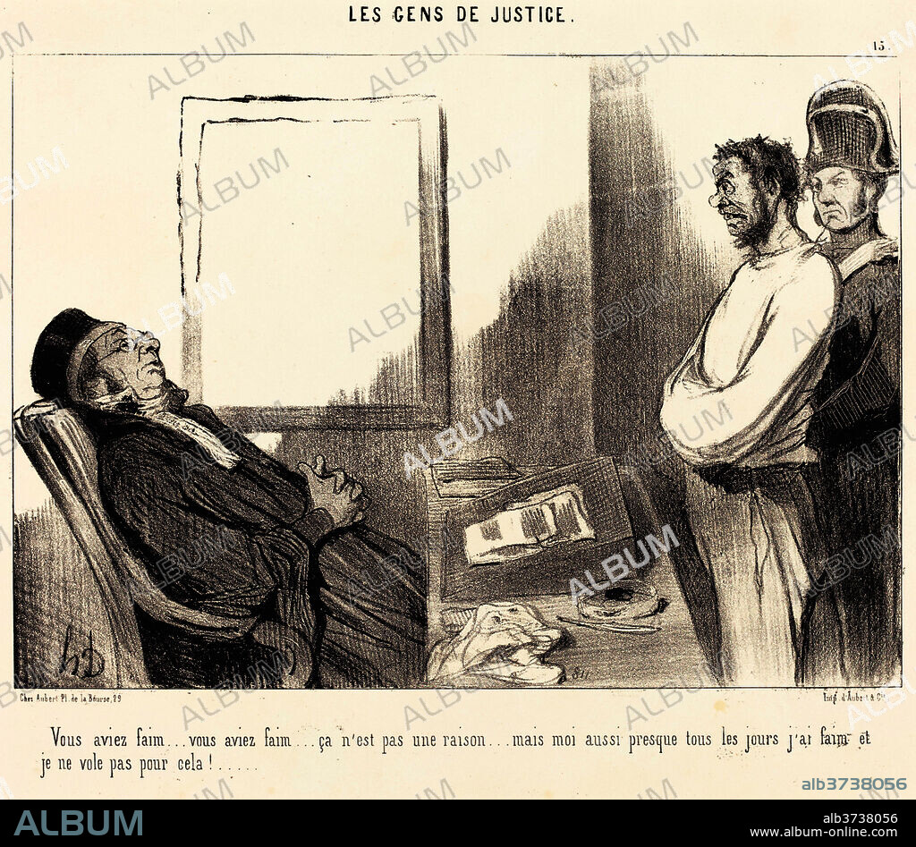 HONORE DAUMIER. Vous aviez faim... ce n'est pas une raison... Dated: 1845. Medium: lithograph.