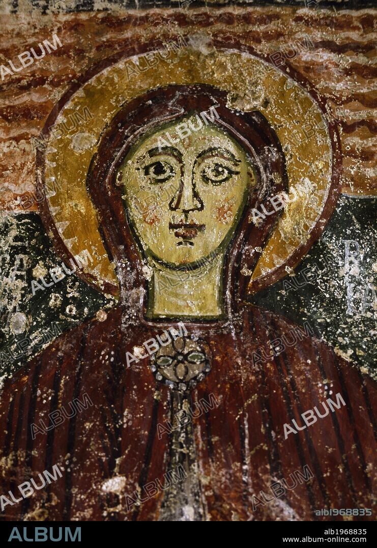 Figure of Female Saint, Grotto of the Saints, Calvi Vecchia, Calvi Risorta, Campania. Italy, 12th century.