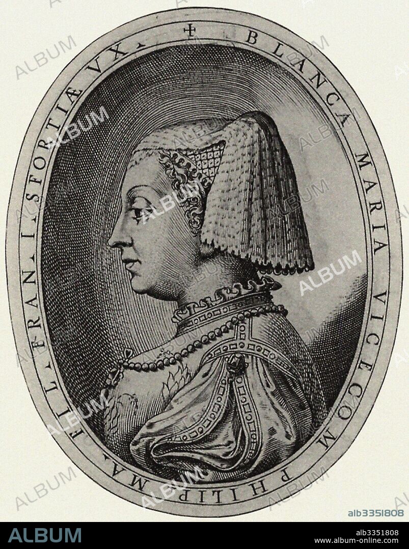 ANTONIO CAMPI. Portrait of Bianca Maria Visconti, Duchess of Milan. Illustration for "Cremona fedelissima".