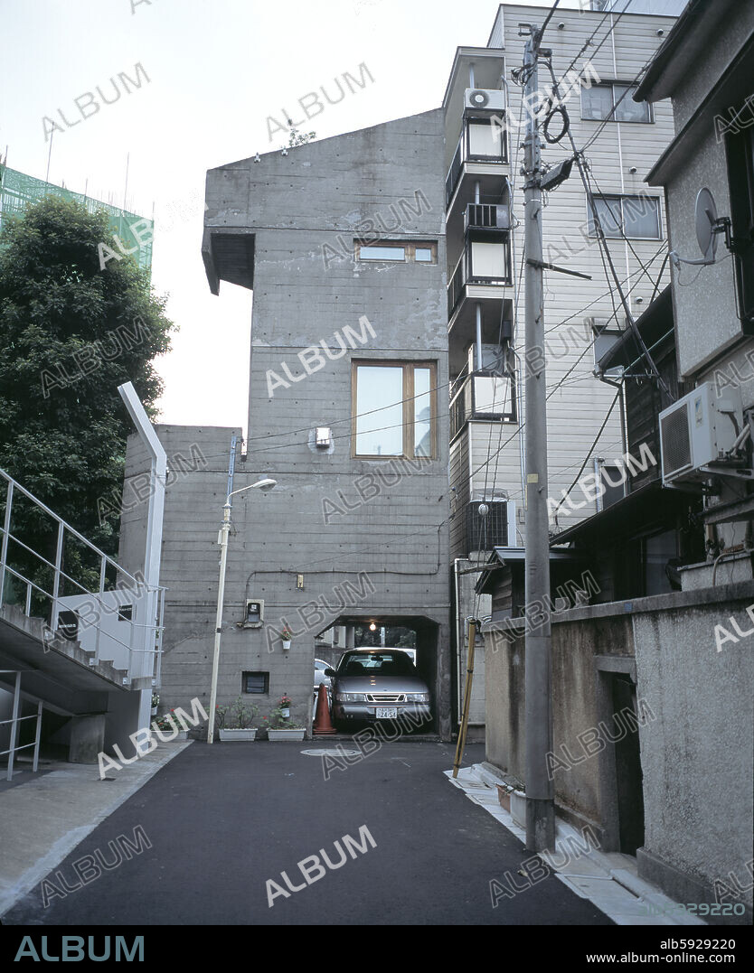 AZUMA HOUSE / TOWER HOUSE (115551)   VIEW UP STREET TO CAR PORT AREA.