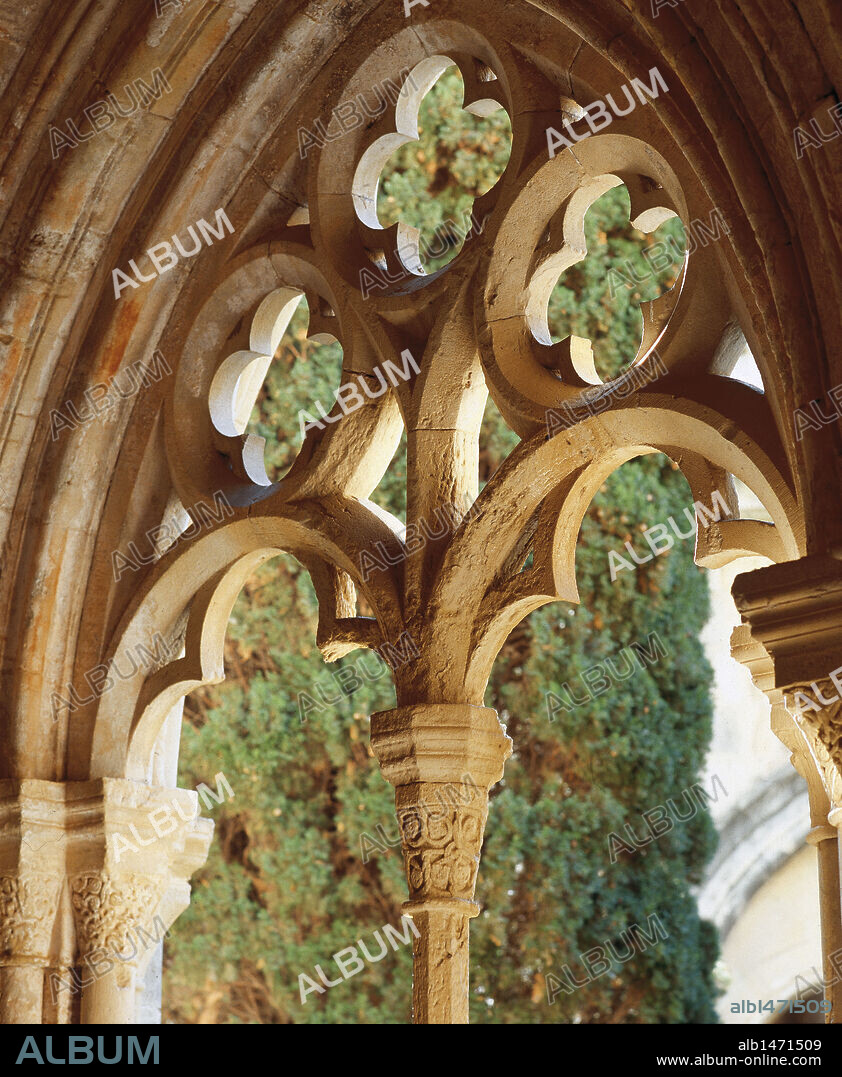 Spain. Catalonia. Royal Abbey of Santa Maria de Poblet. 12th century. Gothic cloister window.
