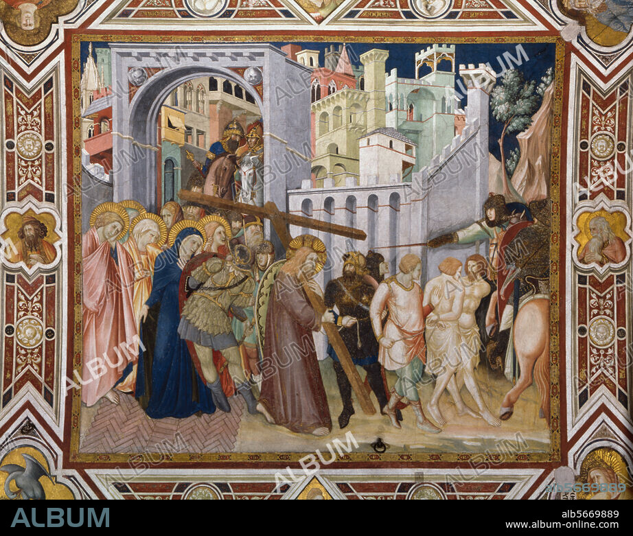 PIETRO LORENZETTI. Lorenzetti, Pietro c. 1280 - c. 1348. "Carrying the Cross". Fresco, c. 1325/30. Assisi, S. Francesco (lower church, western transept, south arm). Photo Stefan Diller.
