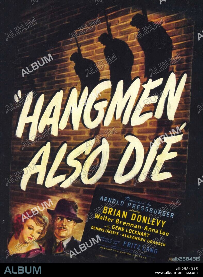 Poster of HANGMEN ALSO DIE, 1943, directed by FRITZ LANG. Copyright UNITED ARTISTS.