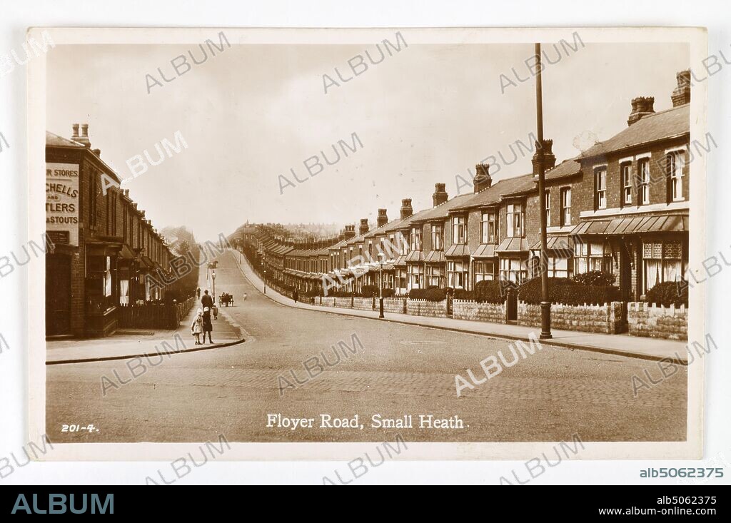 Postcard, Floyer Road, Small Heath, Birmingham Topographical Views, Topographical Views, Suburban, Birmingham history, Postcard.