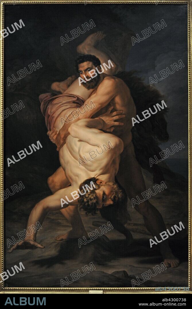 Hércules y Anteo, 1835-1836. Obra de Rafael Tegeo (1798-1856). Óleo sobre lienzo. Museo de la Real Academia de Bellas Artes de San Fernando. Madrid. España.