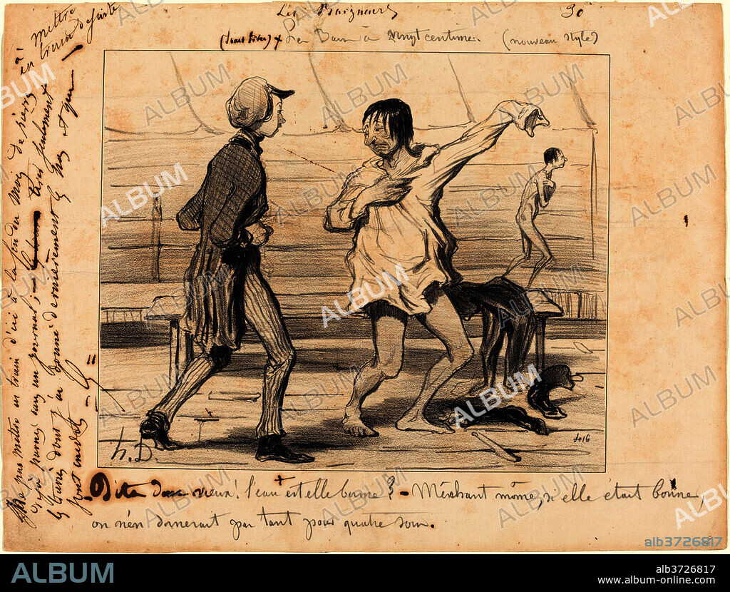 HONORE DAUMIER. Les Bains a vingt centimes, nouveau style. Dated: 1842. Medium: lithograph.