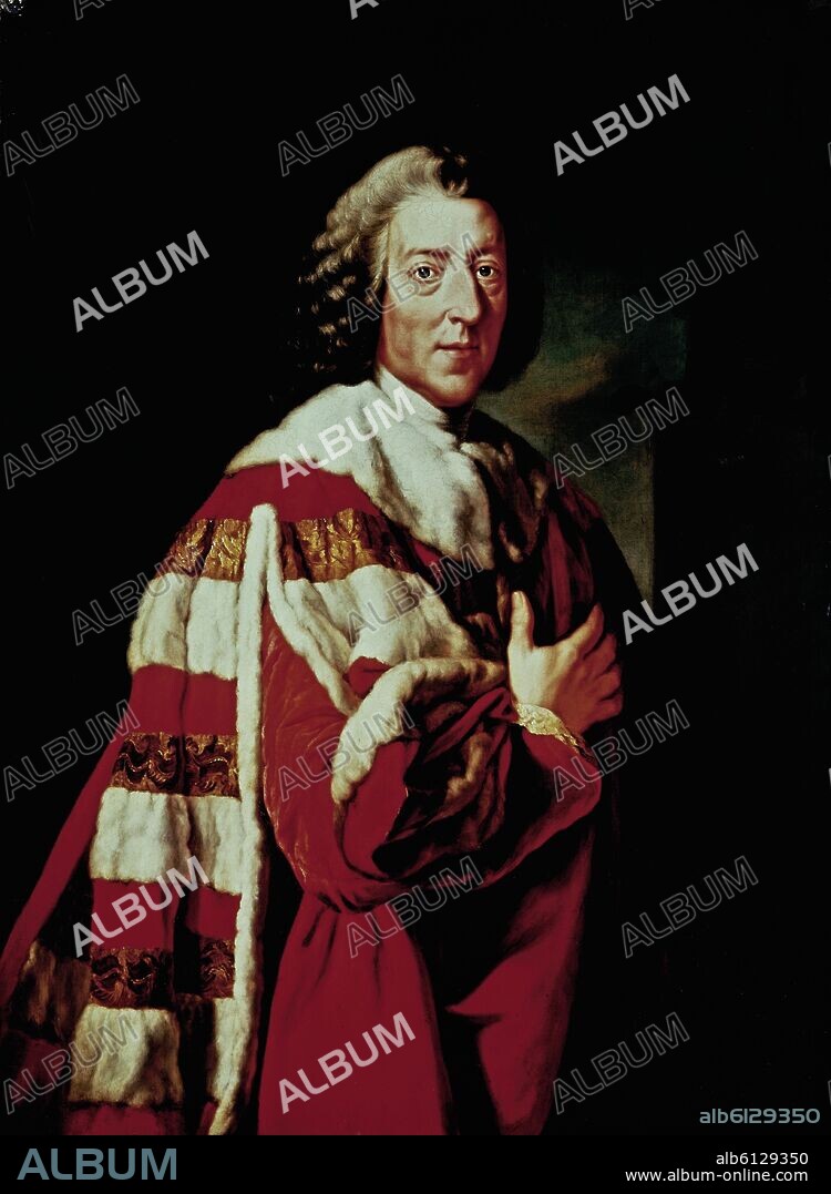 RICHARD BROMPTON. WILLIAM PITT EL VIEJO CONDE DE CHATHAM (1708-1778) - PRIMER MINISTRO INGLES - PINTURA INGLESA SIGLO XVIII.