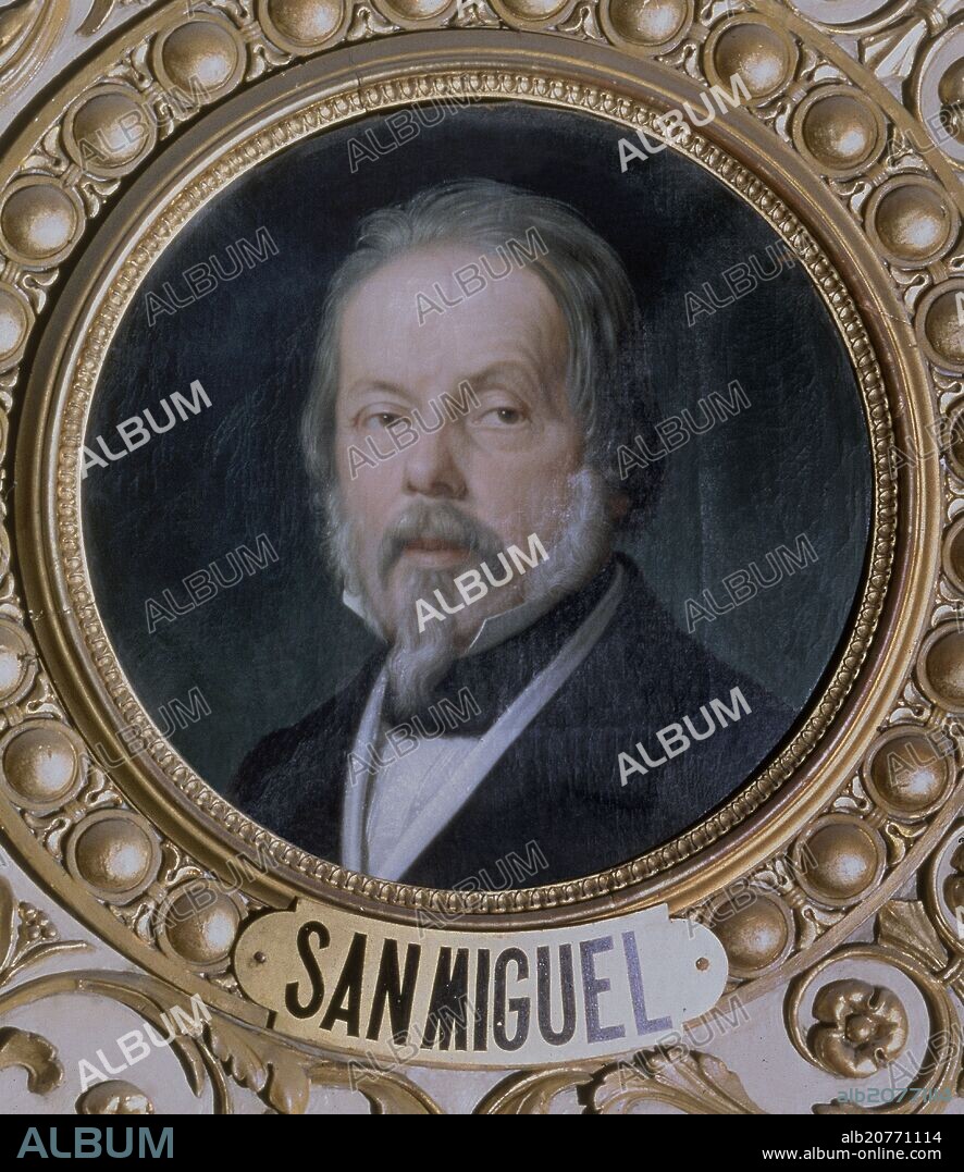 ANGEL MARIA CORTELLINI (1819-1887). RETRATO DE EVARISTO SAN MIGUEL Y VALLEDOR - 1866 - Conj nº 152815 - SALON DE CONFERENCIAS DEL CONGRESO.