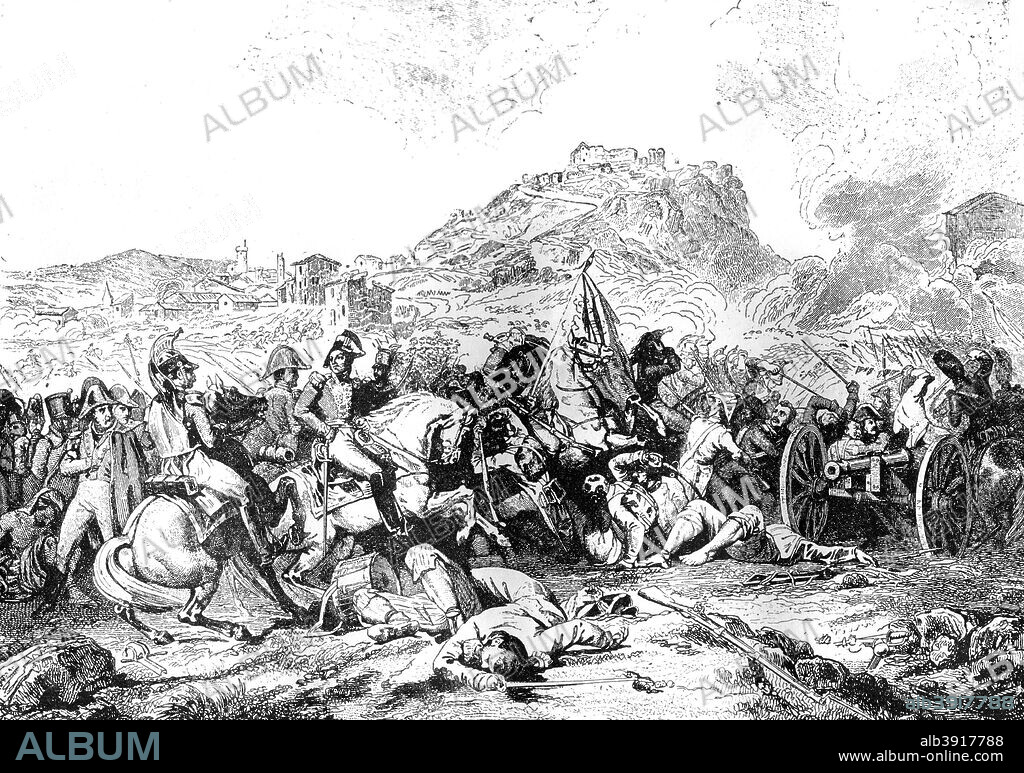 Battle of Castalla, Spain, 21st July 1812 (1882-1884). An engagement in the Peninsualr War, the first Battle of Castalla was a decisive victory for the French over a Spanish army commanded by General Jose O'Donnell. A print from La France et les Français à Travers les Siècles, Volume IV, F Roy editor, A Challamel, Saint-Antoine, 1882-1884.