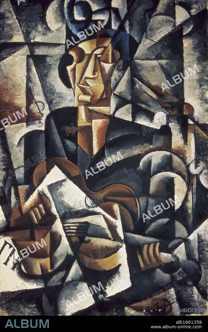 LJUBOV SERGEEVNA POPOVA. Lady with the Guitar  1914  Liubov Popova (1889-1924/ Russian)  Oil on canvas  Museum of Art, Smolensk, Russia.