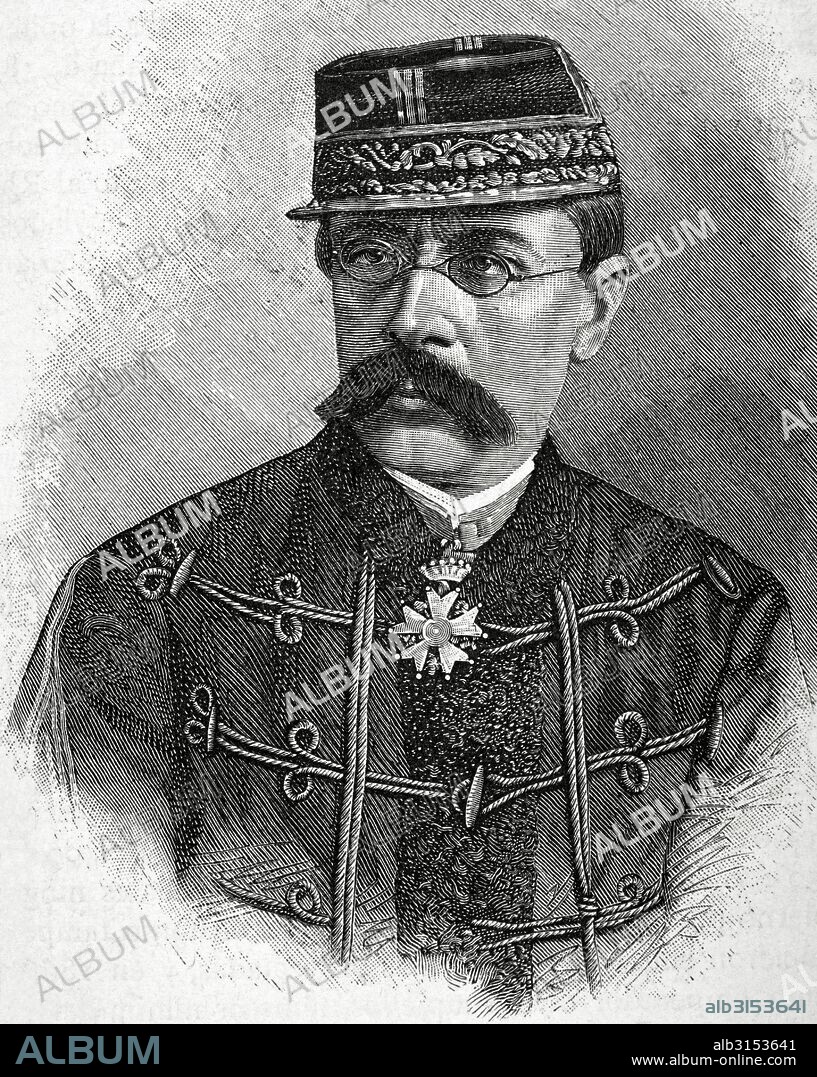 Louis León César Faidherbe (1818-1889). General francés. Gobernador del Senegal francés (1851-1861-1863-1865). Fundador del imperio colonial de Francia en Africa. Retrato. Grabado. Historia Universal, 1885.