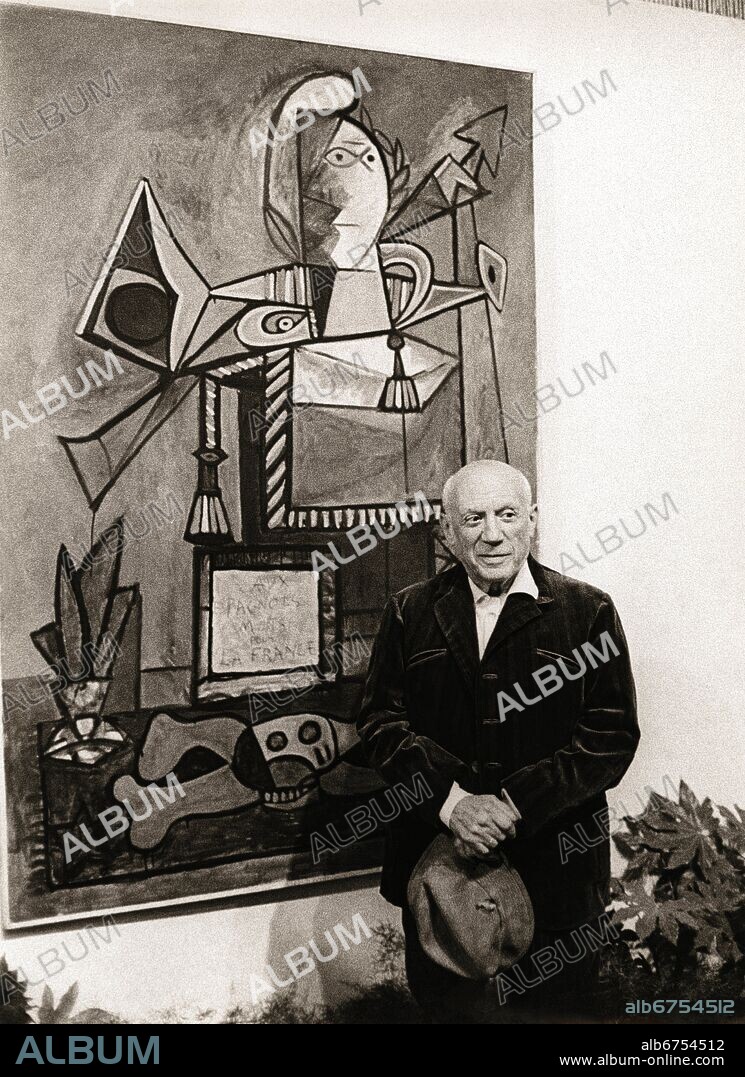 Pablo Picasso (1881-1973), peintre espagnol né à Málaga, (Espagne). Vers 1960. //. Pablo Picasso (1881-1973), Spanish painter born in Málaga (Spain). Ca. 1960.
