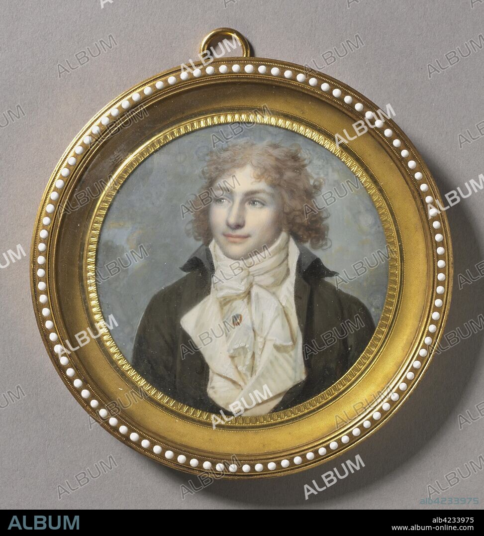 Portrait of a Man , 1794-1795. François Dumont (French, 1751-1831). Watercolor on ivory in a 19th-century gilt metal and enamel frame; diameter: 6.6 cm (2 5/8 in.); diameter of frame: 9.4 cm (3 11/16 in.).