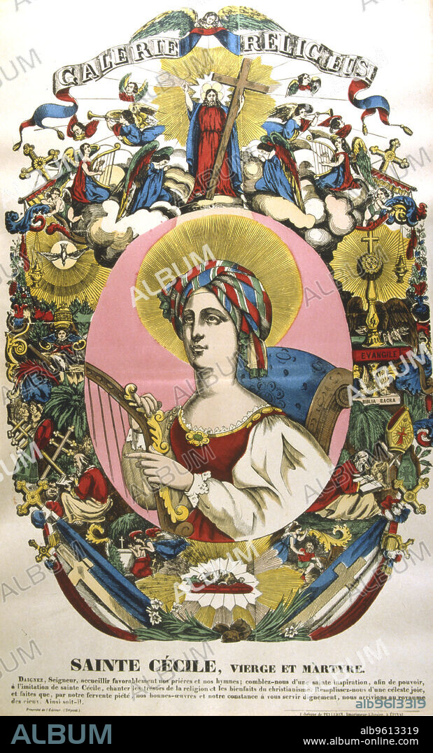 ANON. St Cecilia or Cecile, legendary Roman martyr, 19th century. In 1584 Saint Cecilia (fl 3rd century) became patron saint of music when selected by the Academy of Music in Rome.