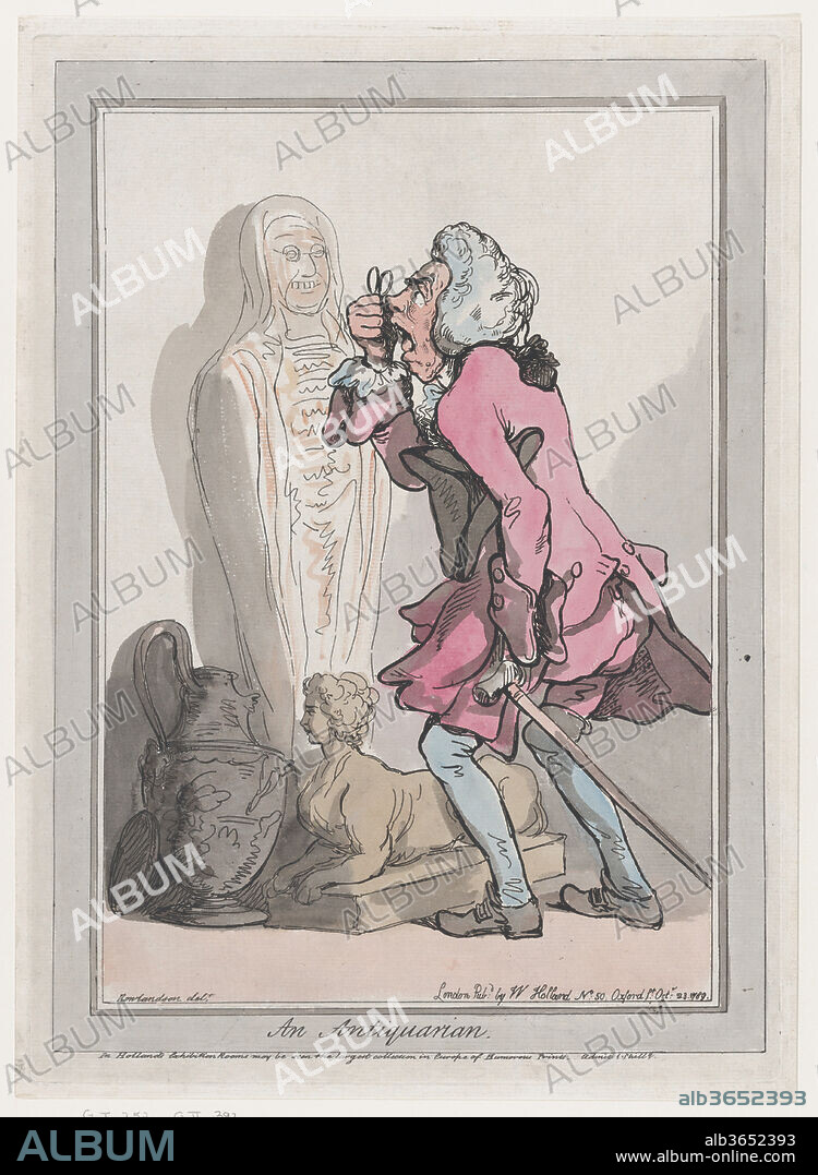 An Antiquarian. Artist: Thomas Rowlandson (British, London 1757-1827 London). Dimensions: Sheet: 14 3/4 × 10 11/16 in. (37.4 × 27.1 cm)
Plate: 14 1/4 x 10 1/4 in. (36.2 x 26 cm). Publisher: William Holland (British, 1757-1815). Date: October 23, 1789.
