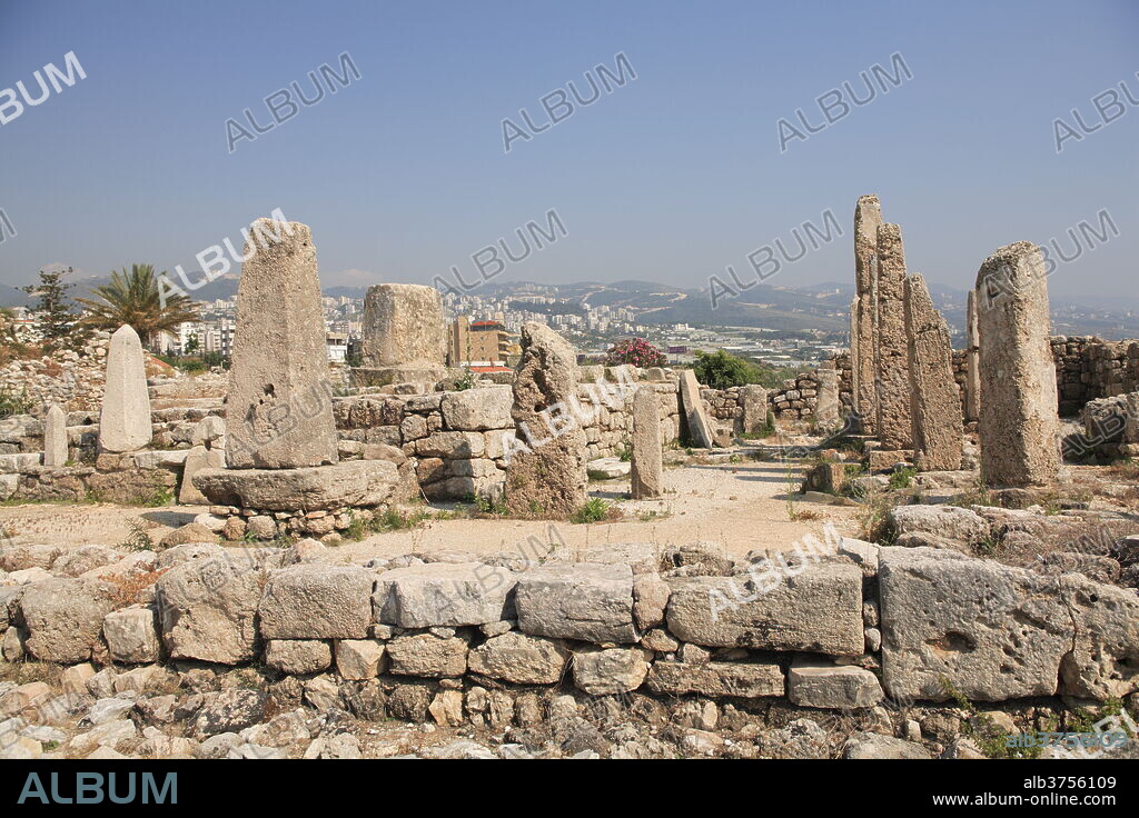 Temple of Obelisks, ancient ruins, Byblos, UNESCO World Heritage Site, Jbail, Lebanon, Middle East.