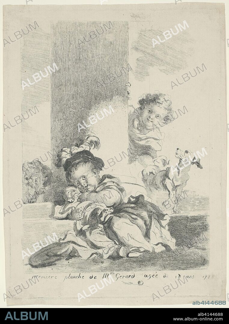 MARGUERITE GERARD. The Child and the Cat. Marguerite Gérard; French, 1761-1837. Date: 1778. Dimensions: 228 × 170 mm (image); 261 × 191 mm (plate); 271 × 203 mm (sheet). Etching and drypoint in black on ivory laid paper. Origin: France.
