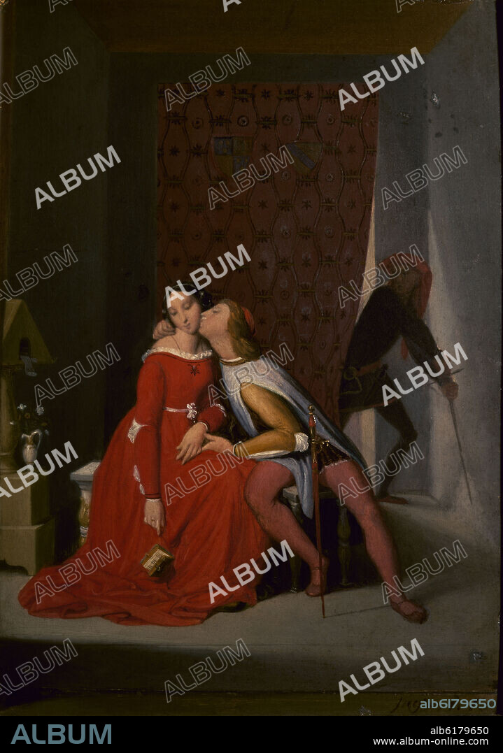 JEAN AUGUSTE DOMINIQUE INGRES. PAOLO Y FRANCESCA SORPRENDIDOS POR GIANCIOTTO - 1845 - O/L - 22,8x15,8.