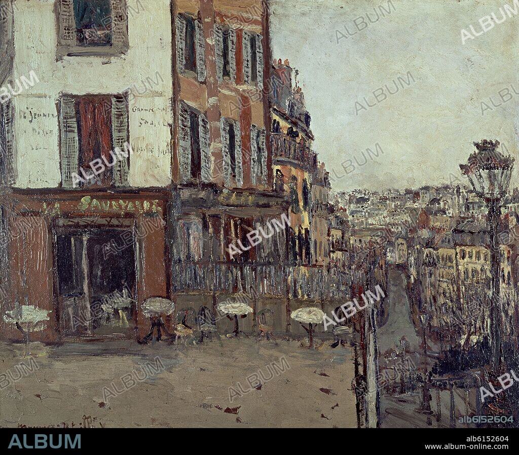 MAURICE UTRILLO. LA TERRAZA DE LA CALLE MULLER - PARIS - SIGLO XX - ESCUELA DE PARIS.