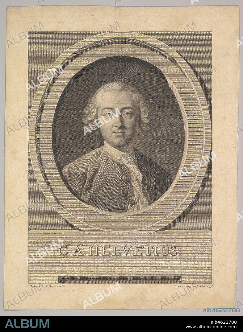 AUGUSTIN DE SAINT-AUBIN. Portrait of Claude Adrien Helvétius (1715-1771), 1772. After Louis Michel Vanloo.