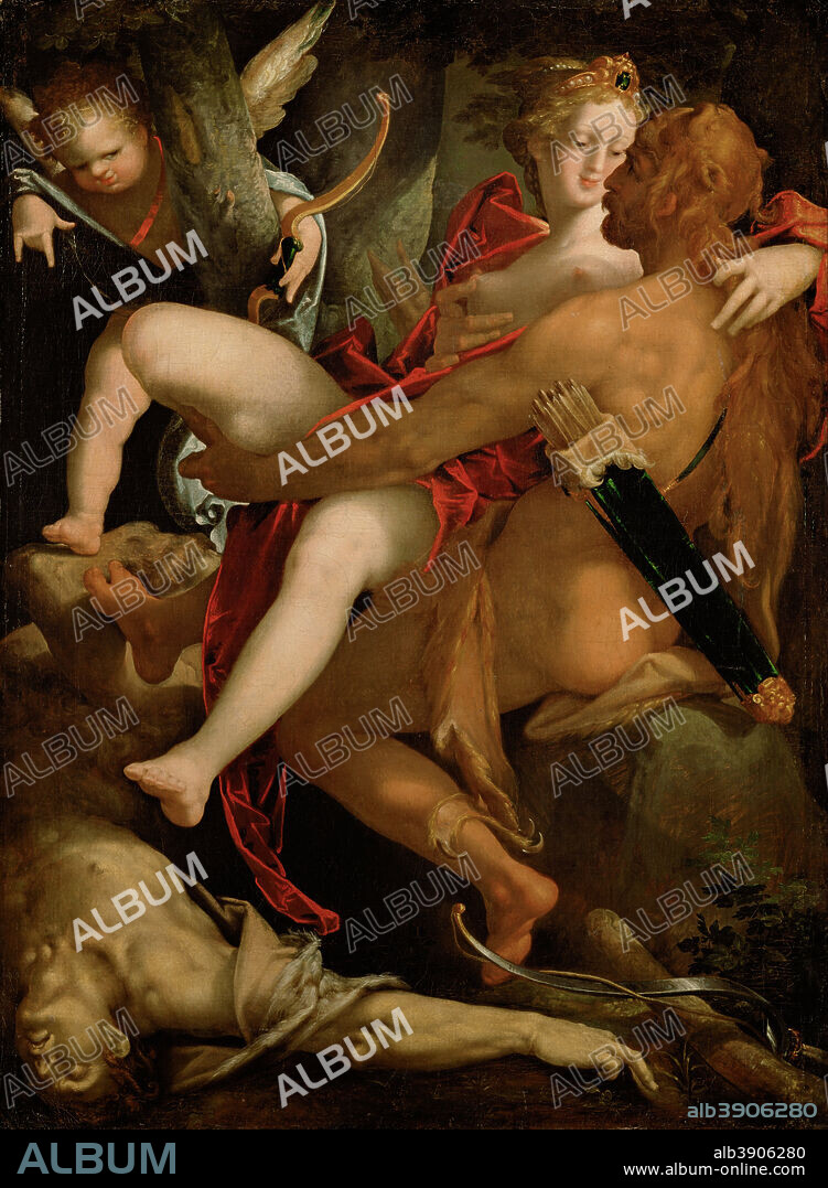BARTHOLOMEUS SPRANGER. Hercules, Deianira and the Centaur Nessus. Date/Period: 1580 - 1582. Painting. Oil on canvas. Height: 1,120 mm (44.09 in); Width: 820 mm (32.28 in).