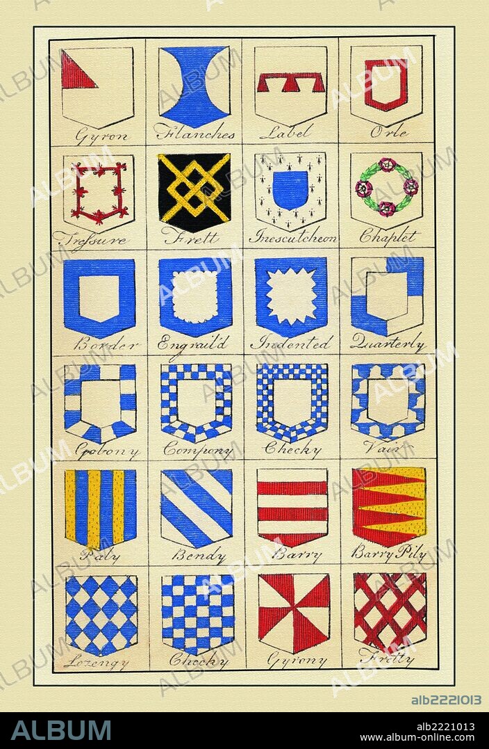 Heraldic Ordinaries-Gyron, Flanches, et al. 1859.