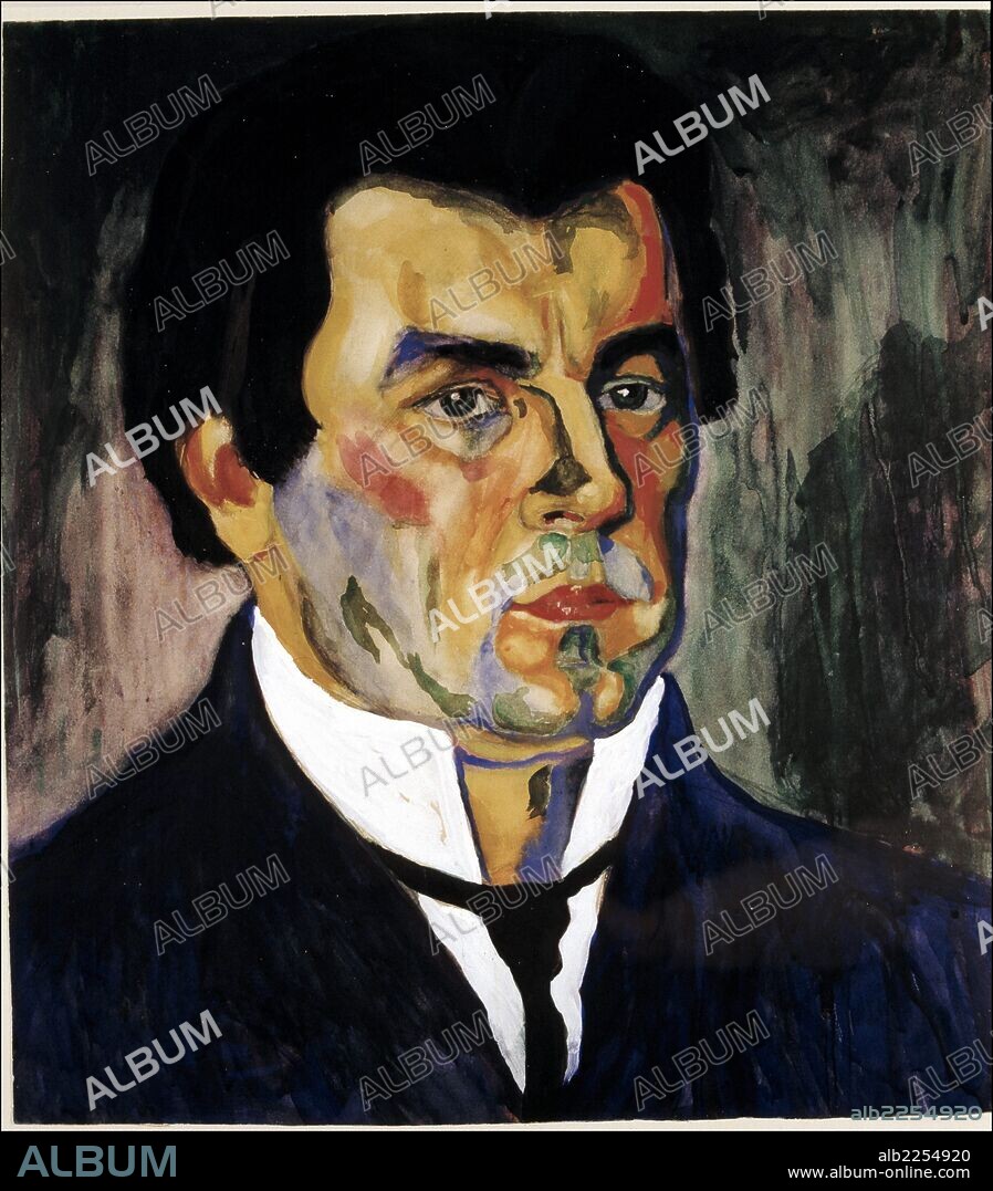 MALEVICH KAZIMIR. MALEVICH. KASIMIR. PINTOR RUSO. 1878 - 1935. " AUTORRETRATO " , ACUARELA DEL AÑO 1908. MUSEO ESTATAL RUSO. SAN PETERSBURGO.