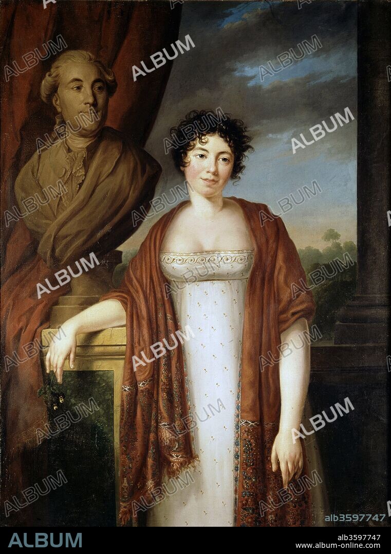 FIRMIN MASSOT. Portrait of the author Baronne Anne Louise Germaine de Staël (1766-1817).