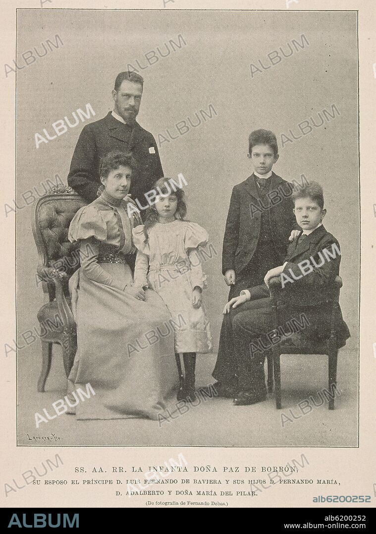 FRANCISCO LAPORTA VALOR (1849-1914). ILUSTRACION ESPAÑOLA Y AMERICANA - 1896 - SS AA RR INFANTA DOÑA PAZ DE BORBON Y FAMILIA - FOTOGRAFIA DE FERNANDO DEBAS.