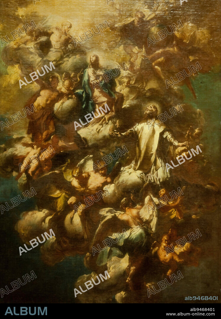 Saint Philip Neri in Glory, 1731, Giovanni Domenico Ferretti, Italian (Florence), Italian (Florence), 1692 - 1768, 41 x 30 1/4 in. (104.14 x 76.84 cm) (canvas), Oil on canvas, Italy, 18th century.
